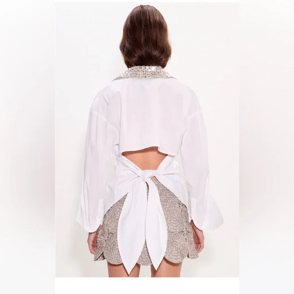 Simon Miller LOCH EMBELLISHED BUTTON UP IN MACADAMIA - Picture 2 of 6